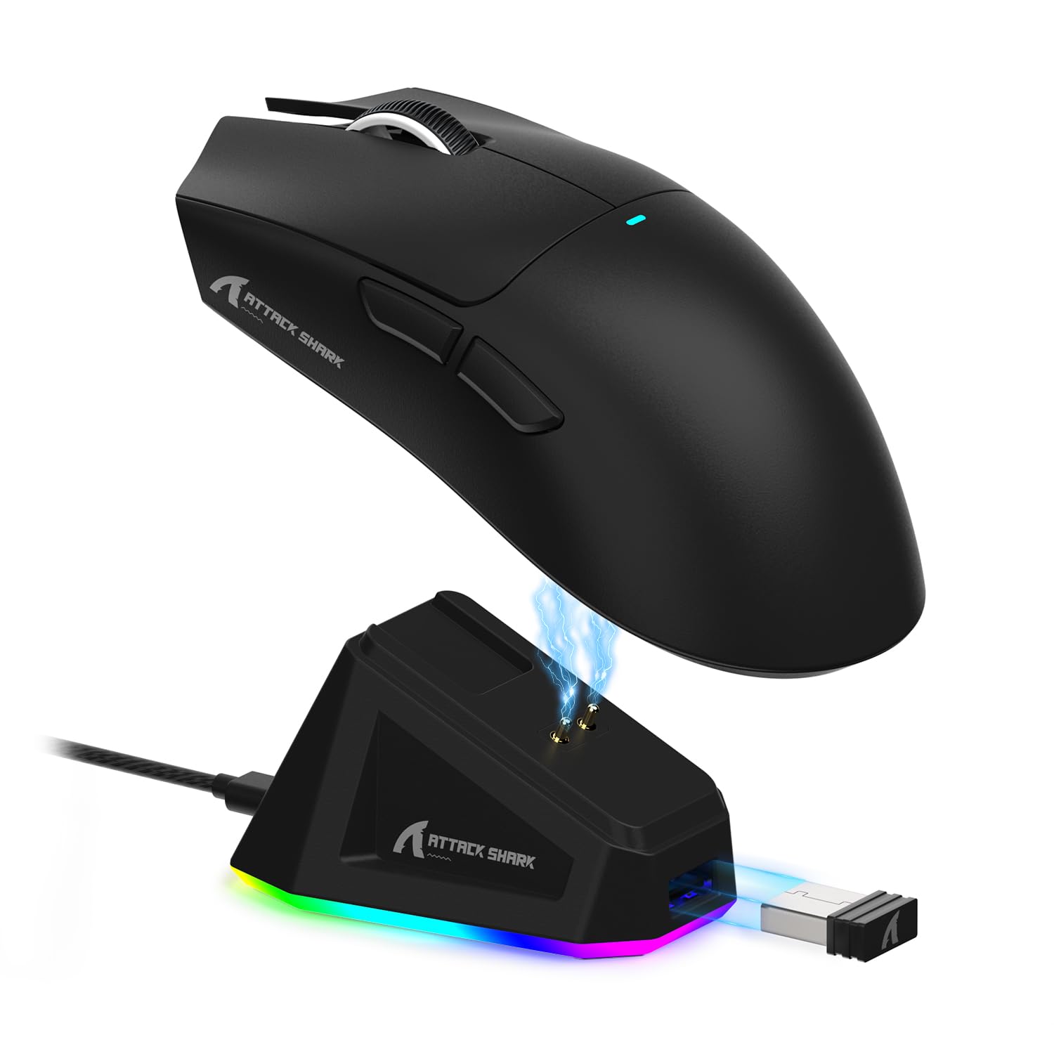 ATTACK SHARK LIGHTWEIGHT WIRELESS GAMING MOUSE WITH RGB CHARGING DOCK BLACK X11 thumbnail 2