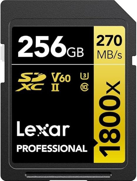 LEXAR PROFESSIONAL 1800X SDXC™ UHS-II CARDS   UP TO 270MB/S READ 180MB/S WRITE C10 V60 U3 - 256GB LSD1800256G-BNNNG
