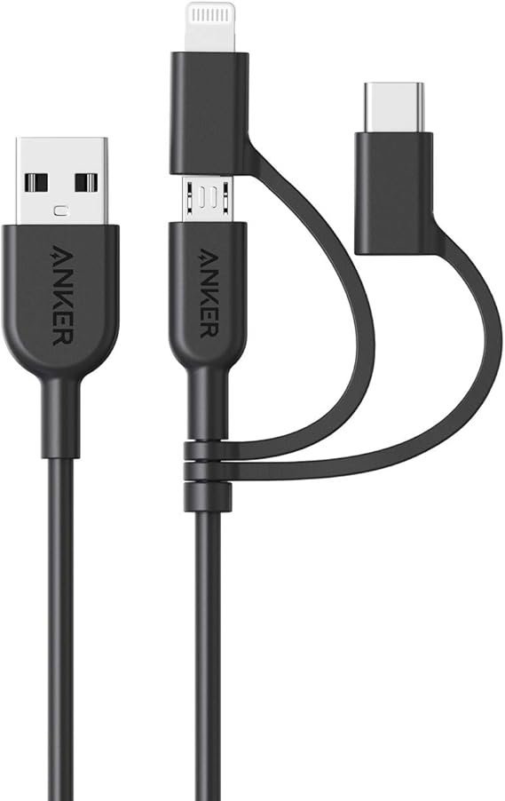 ANKER POWERLINE II USB TO 3 IN 1 CABLE BLACK A8436H12