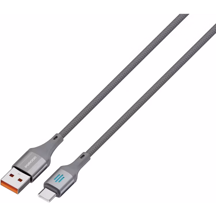PORODO USB A TO USB C CHARGING DATA CABLE 1M GREY PDDC96GY
