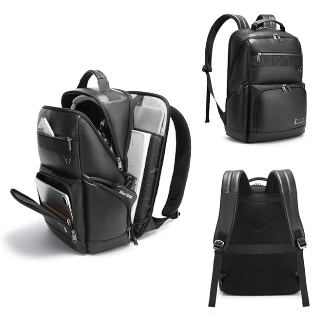 BANGE GENUINE LEATHER BACKPACK BLACK BG-6627 thumbnail 2