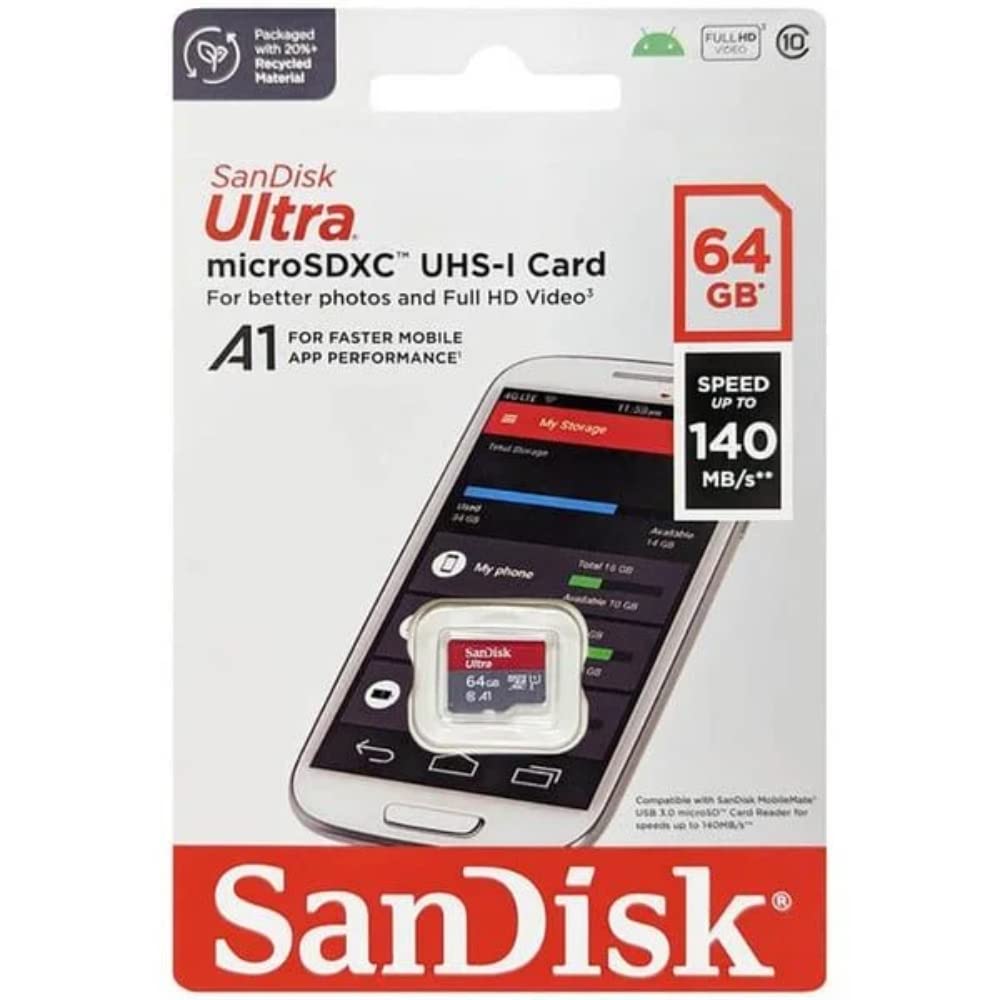 SANDISK ULTRA A1 MICROSDXC UHS-I CARD WITH ADAPTER 64GB SPEED UP TO 140 MBS SDSQUAB-064G-GN6MA thumbnail 2