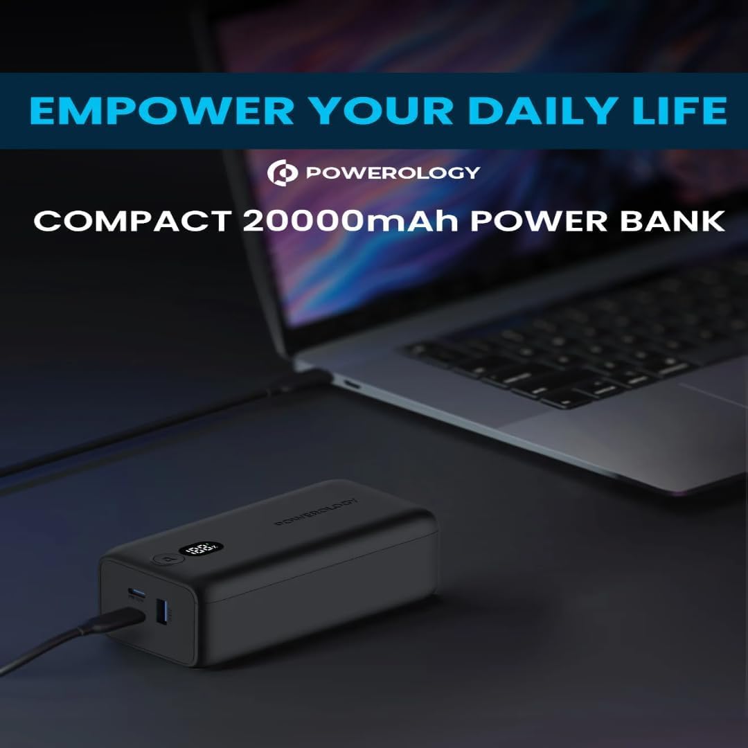 POWEROLOGY ONYX 20000 MAH PD 65W DUAL USB-C POWER BANK BLACK PPBCHA19 thumbnail 5