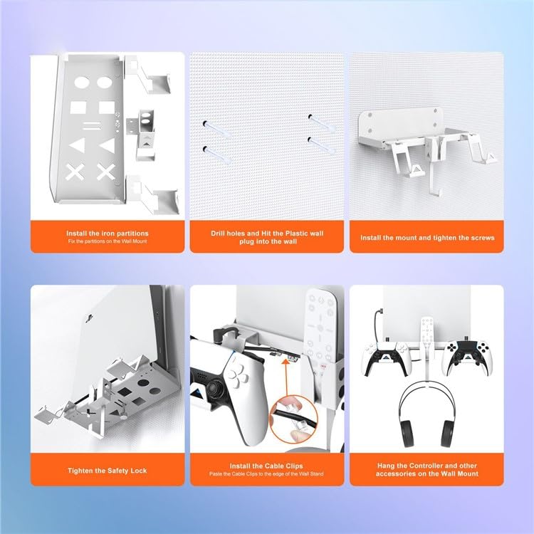 SONY PS5 WALL MOUNT STORAGE STAND WITH 2 IN 1 CHARGING CABLE thumbnail 8