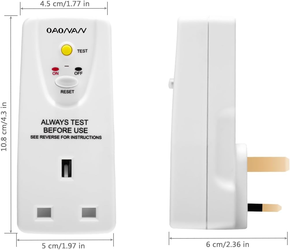 OAONAN PORTABLE RCD SAFETY UK PLUG ADAPTER NB-H3E thumbnail 7