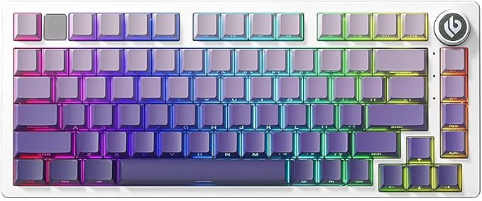 AULA 75 KEYS RGB 75% MECHANICAL GAMING KEYBOARD TRI-MODE  KNOB STAR VECTOR SWITCH WHT-PRP F75 thumbnail 2