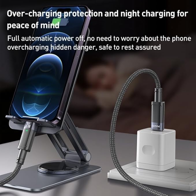 YESIDO 27W USB-C TO LIGHTNING AUTO DISCONNECTING CHARGING CABLE 1.2M BLACK CA159 thumbnail 6