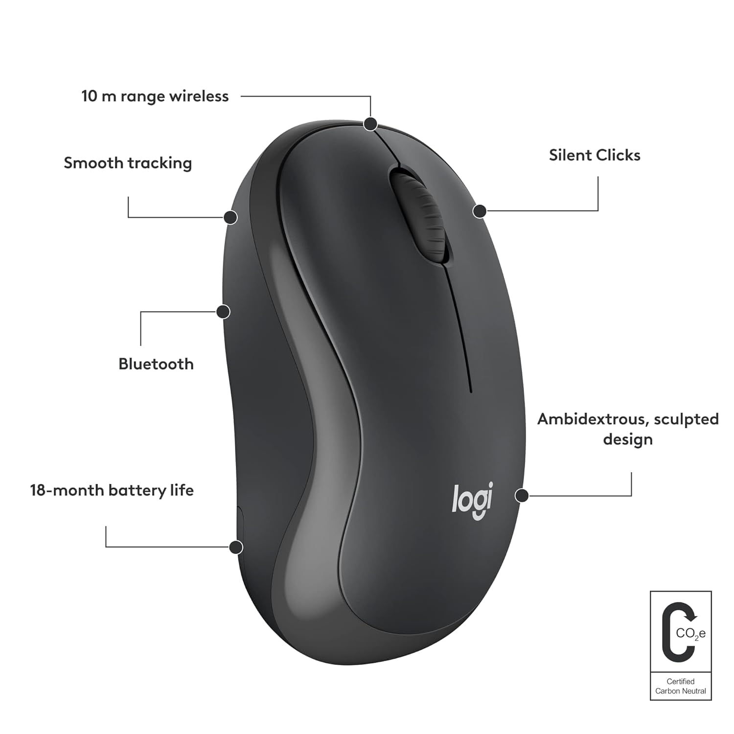 LOGITECH M241 SILENT WIRELESS MOUSE GRAPHITE 910-007471 thumbnail 7