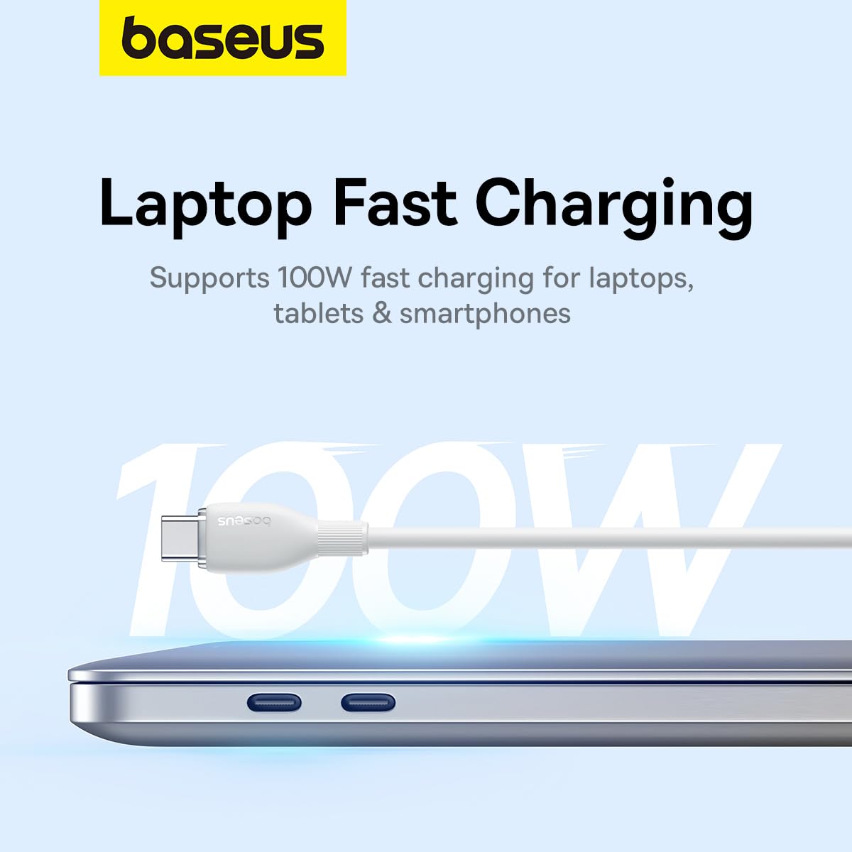 BASEUS PUDDING SERIES USB TO TYPE C 100W CABLE 2M WHITE thumbnail 3