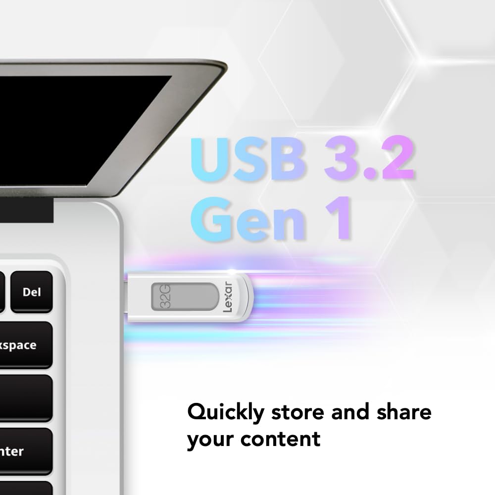 LEXAR JUMPDRIVE 32GB USB 3.2 SPEED UP TO 100 MB/S FLASH DRIVE V100 LJDV100-32GABGY thumbnail 2