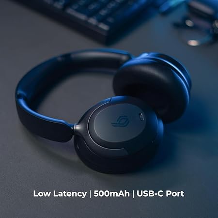 BLUPEBBLE OVER EAR FOLDABLE DIGITAL HYBRID NOISE CANCELLING HEADPHONES C90 BLUE BP-PAC90ANC-BL thumbnail 5