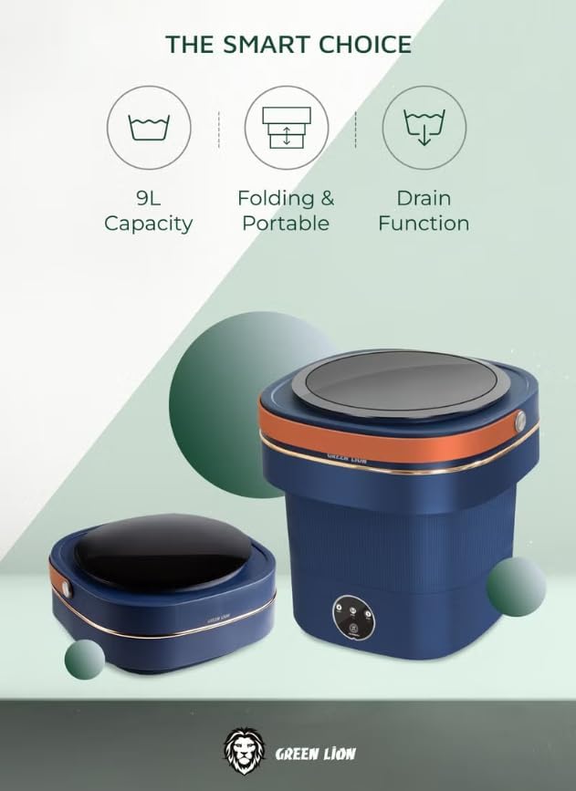 GREEN LION FOLDABLE MINI WASHING MACHINE 9L 60W BLUE GNMINIWM9LBL thumbnail 5