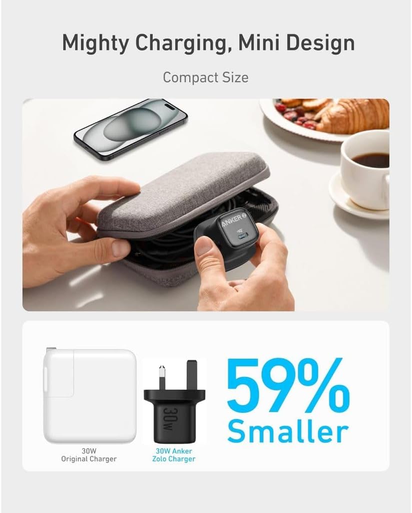 ANKER ZOLO CHARGER 30W PD 3.0 WITH 3FT USB C TO USB C CABLE BLACK B2698K11 thumbnail 5