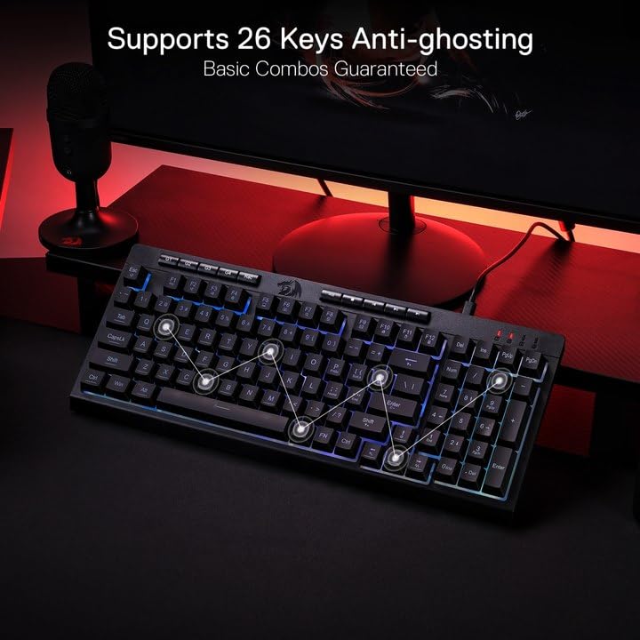 REDRAGON SHIVA 98 KEYS RGB WIRED GAMING KEYBOARD BLACK K515-RGB thumbnail 6