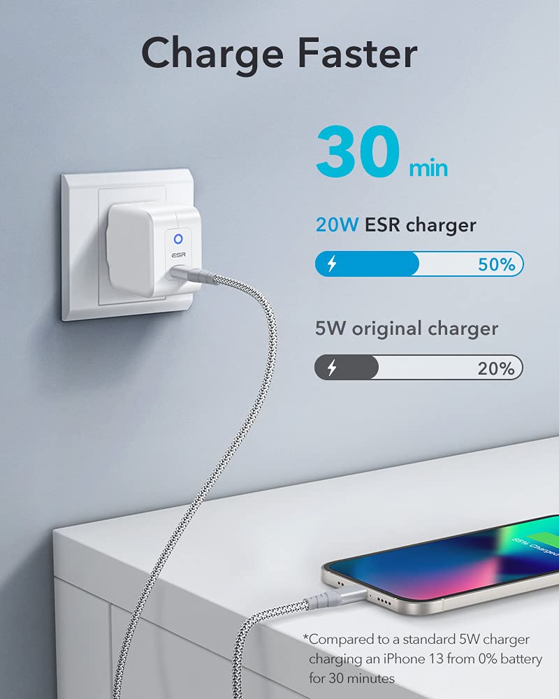 ESR 20W MINI PD CHARGER WITH TYPE C CABLE WHITE thumbnail 3