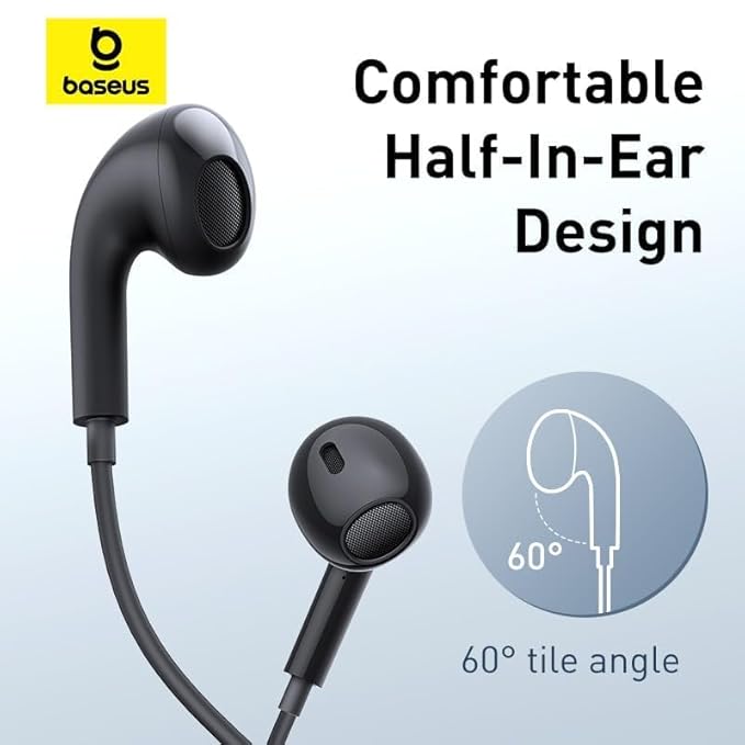 BASEUS ENCOK CZ17 SEMI IN EAR WIRED EARPHONE TYPE C BLACK thumbnail 3