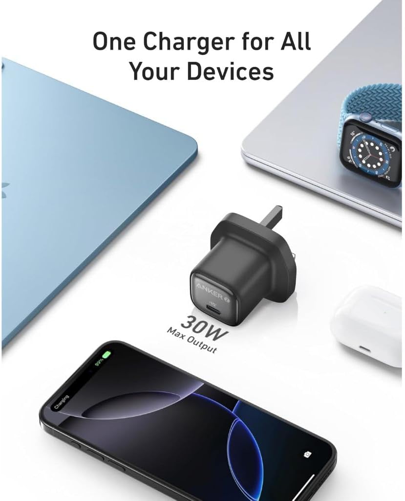 ANKER ZOLO CHARGER 30W PD 3.0 WITH 3FT USB C TO USB C CABLE BLACK B2698K11 thumbnail 6