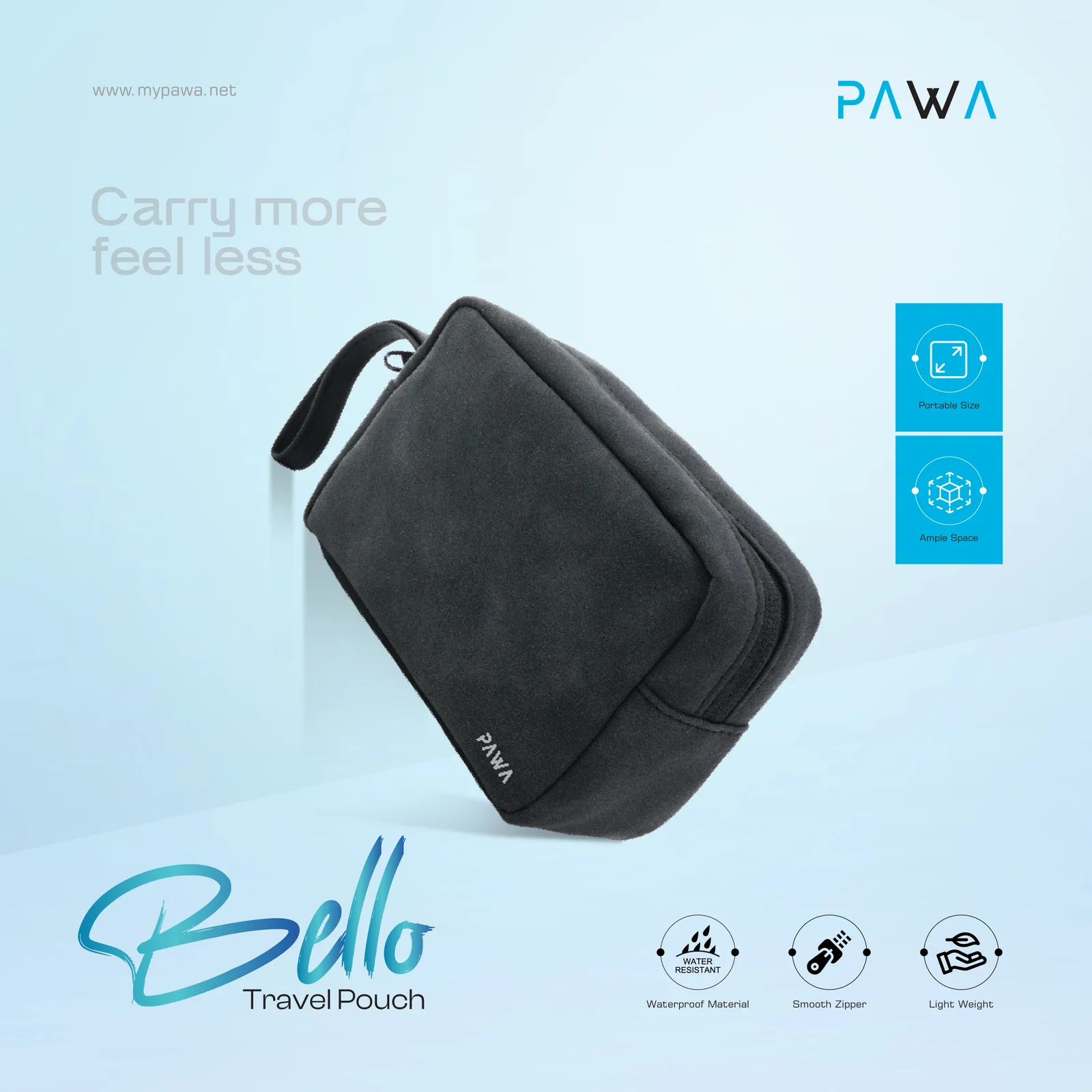 PAWA BELLO TRAVEL POUCH BLACK PW-TPHBG069-BK thumbnail 2