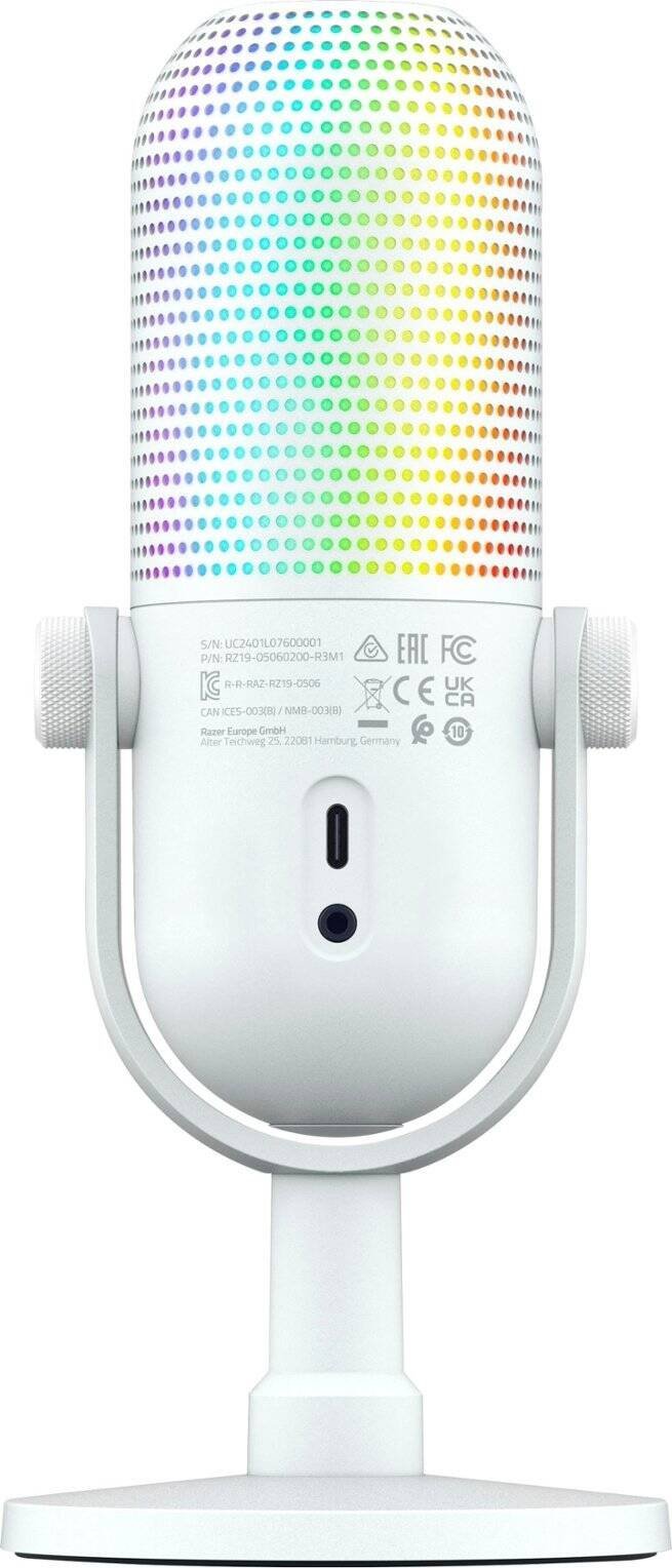 Razer Seiren V3 Chroma Condenser Microphone (Quartz White, RZ19-05060200-R3M1) - Studio-Quality Audio with RGB Lighting thumbnail 4