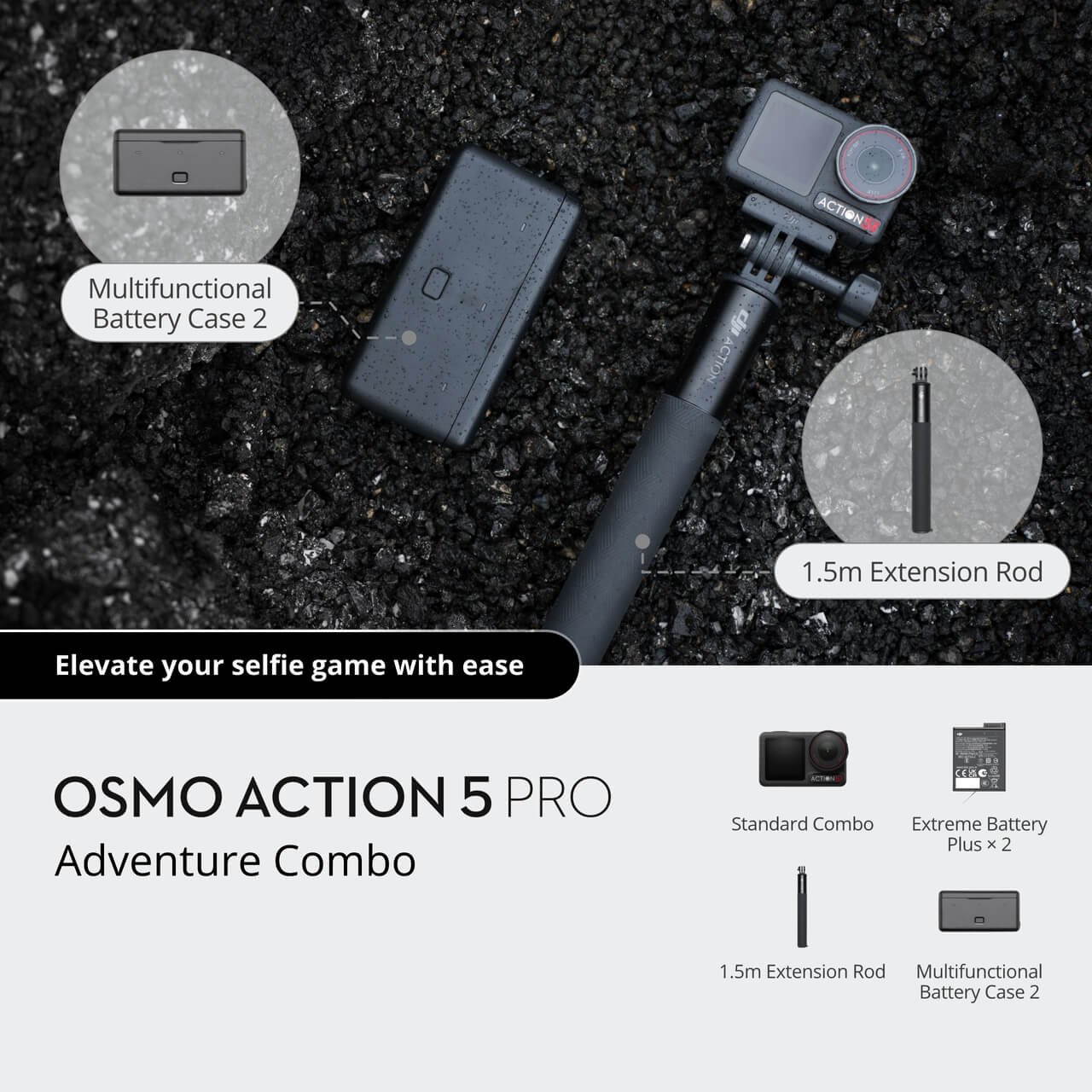 DJI Osmo Action 5 Pro Camera - Adventure Combo Bundle, 4K HDR, Dual Screens thumbnail 2