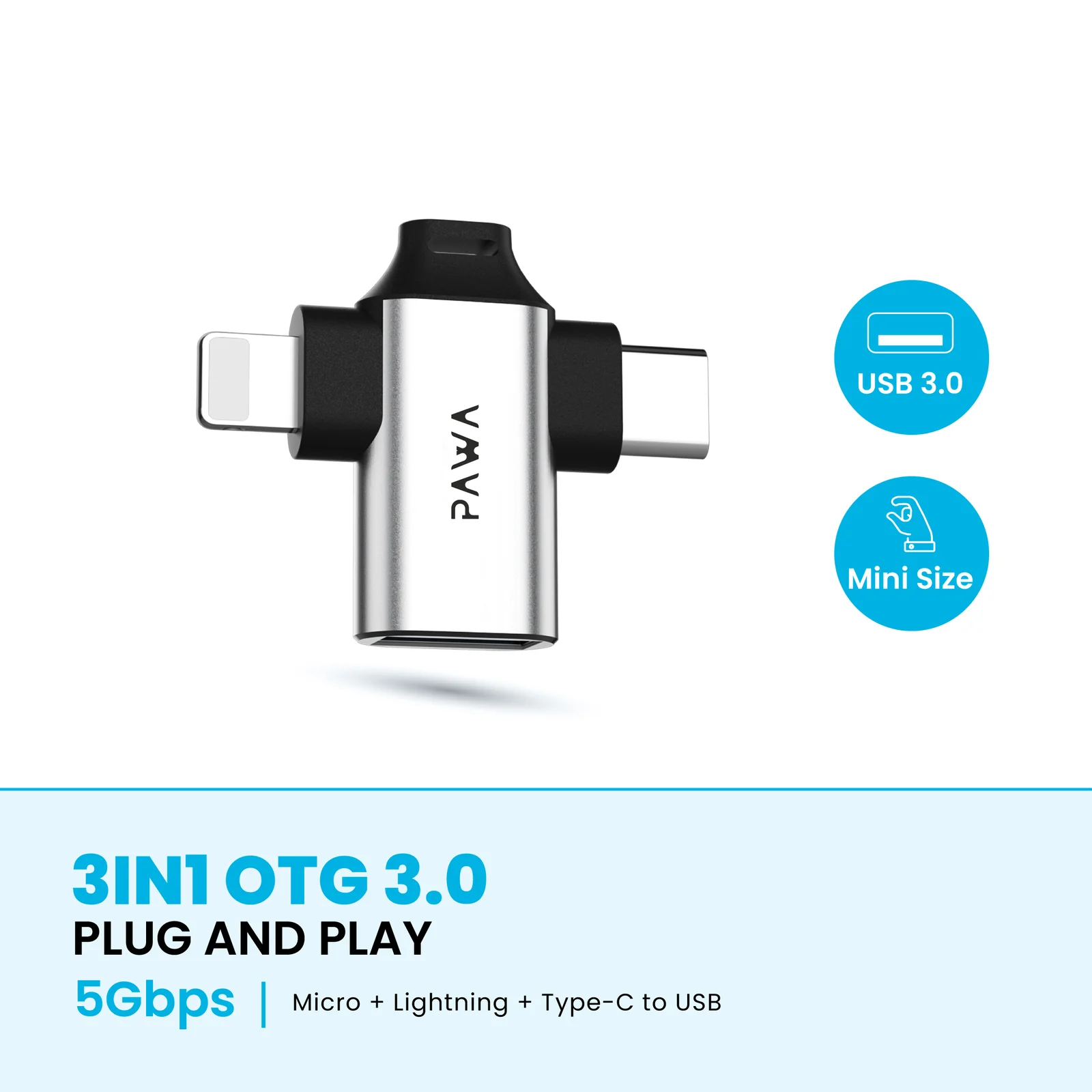 PAWA 3 IN 1 OTG ADAPTER PW-OTG31B30 thumbnail 2