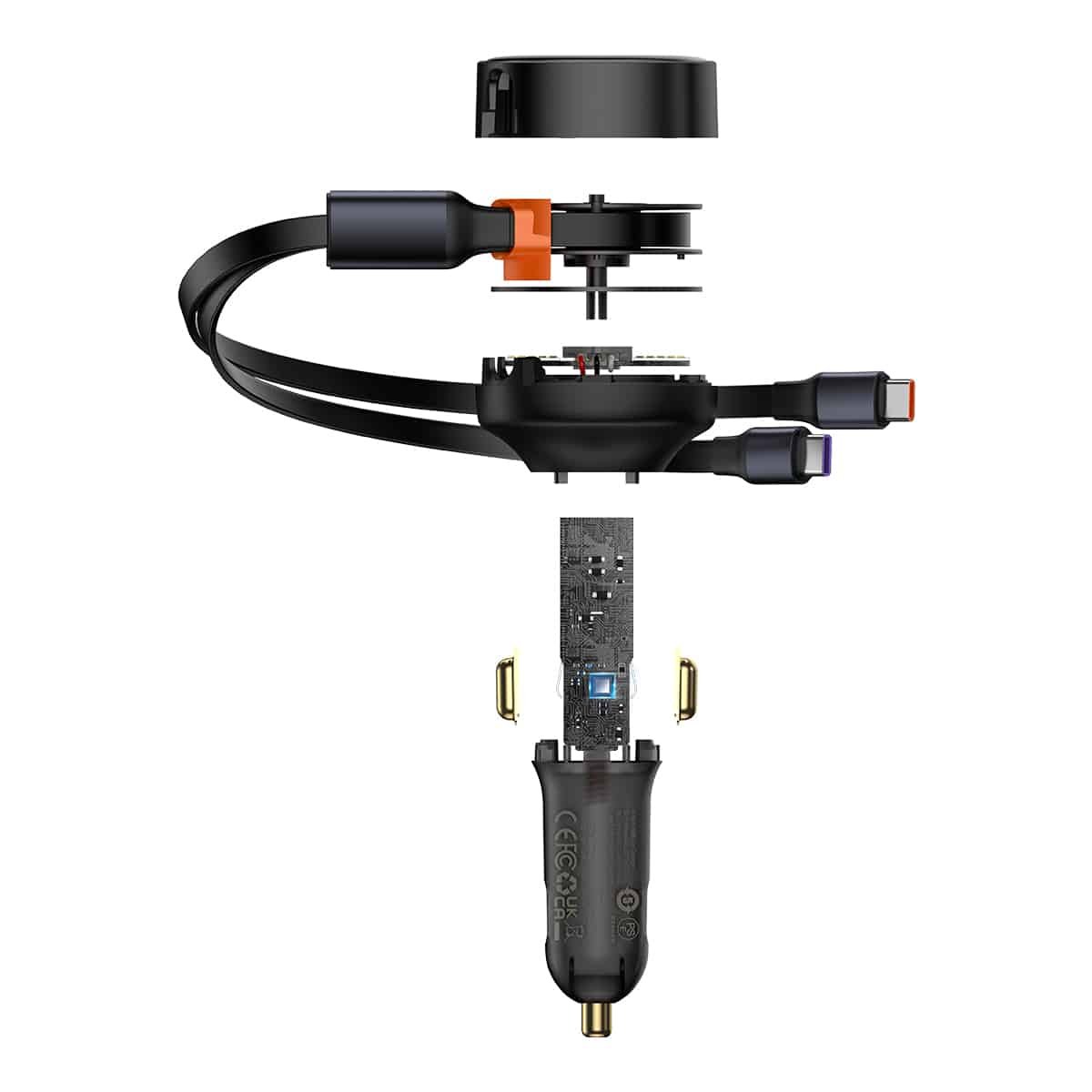 BASEUS ENJOYMENT RETRACTABLE 2 IN 1 TYPE C TO TYPE C 33W CAR CHARGER thumbnail 4