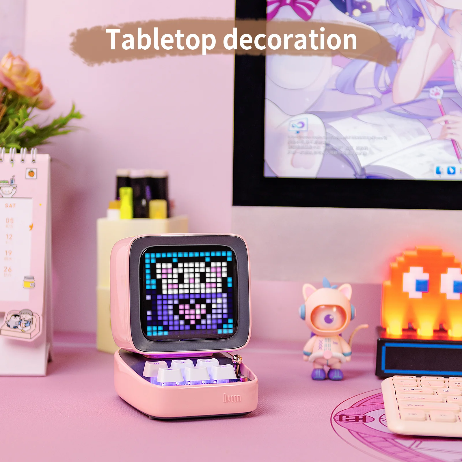 DIVOOM DITOO PRO RETRO PIXEL ART BLUETOOTH SPEAKER WITH RGB MECHANICAL KEYBOARD PINK thumbnail 5