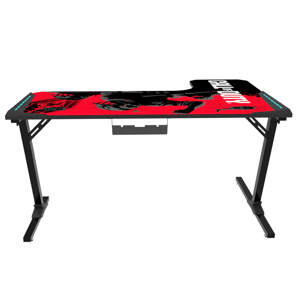 GameOn Phantom XL L-Shaped RGB Flowing Light Gaming Desk (Black/Red, COD-PHANTOMXL-L-01) - Stylish and Spacious Gaming Setup thumbnail 9