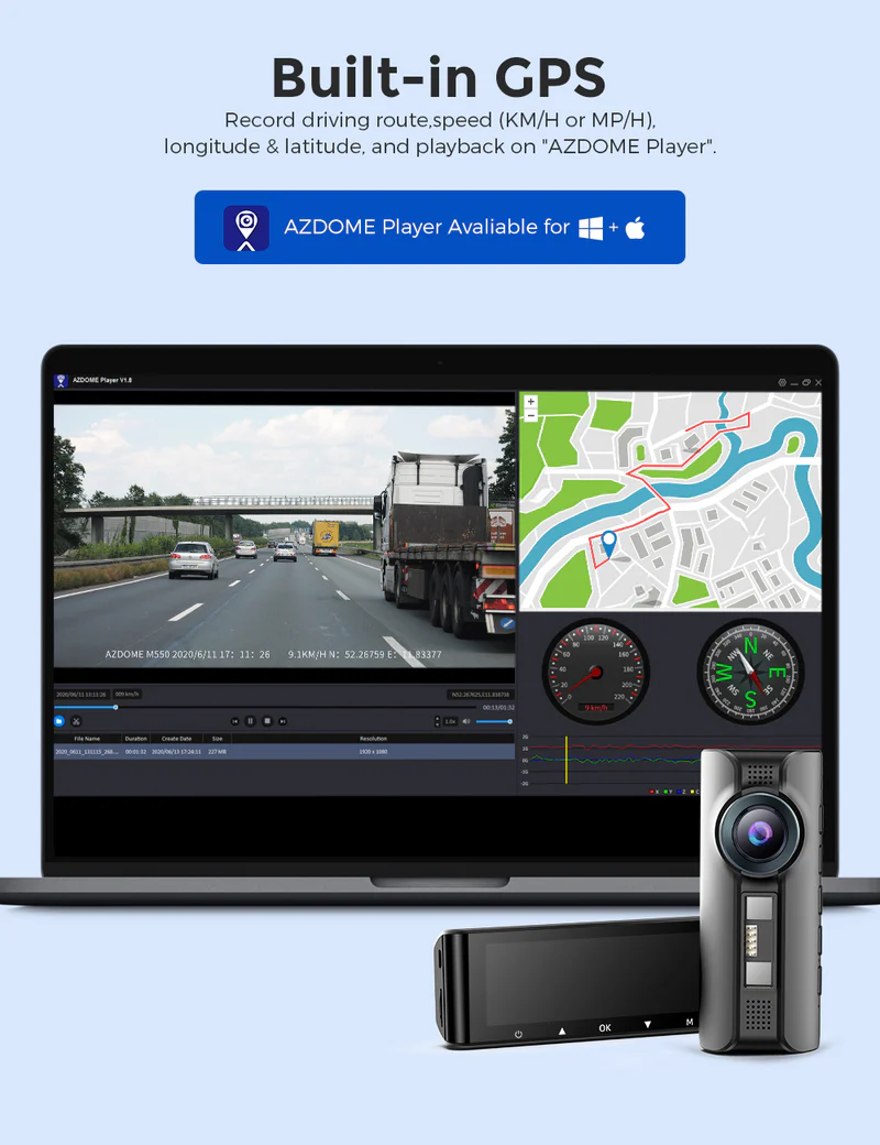 AZDOME 4K Front and Rear Dash Camera Kit with 3.19-Inch Screen, IR Night Vision, 24H Parking Mode - M550 thumbnail 8