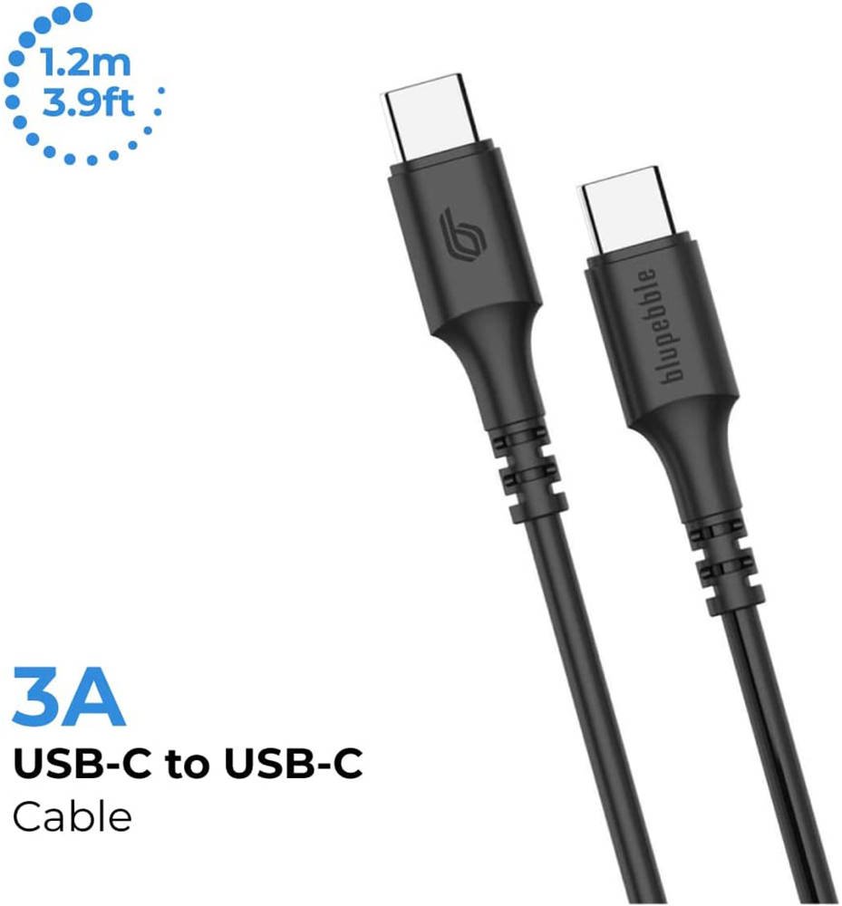BLUPEBBLE POWERFLOW USB-C TO USB-C 60W CABLE 1.2M BLACK