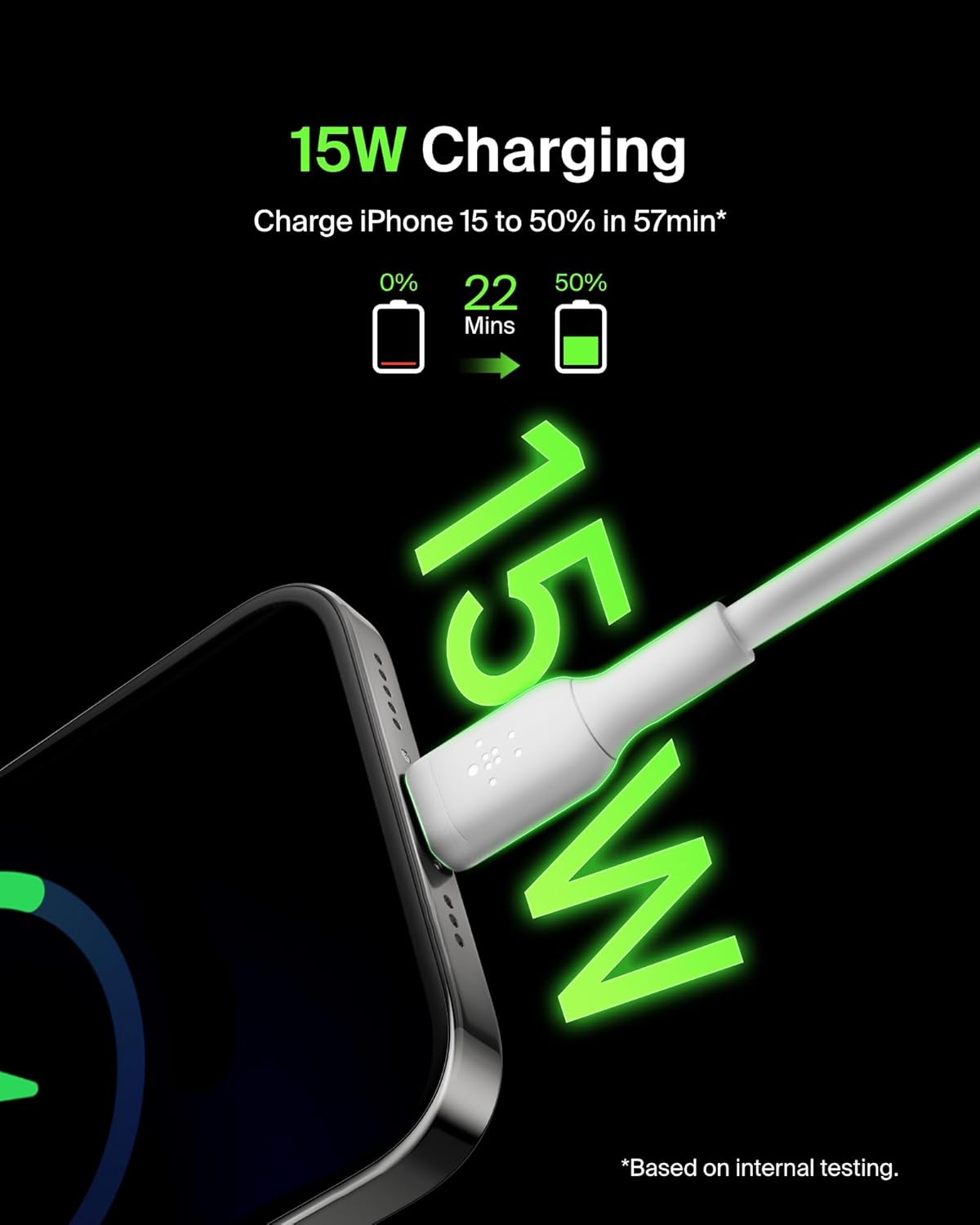 BELKIN BOOST CHARGE USB-C TO USB-A CABLE 15CM WHITE CAB002BT0MWH thumbnail 2