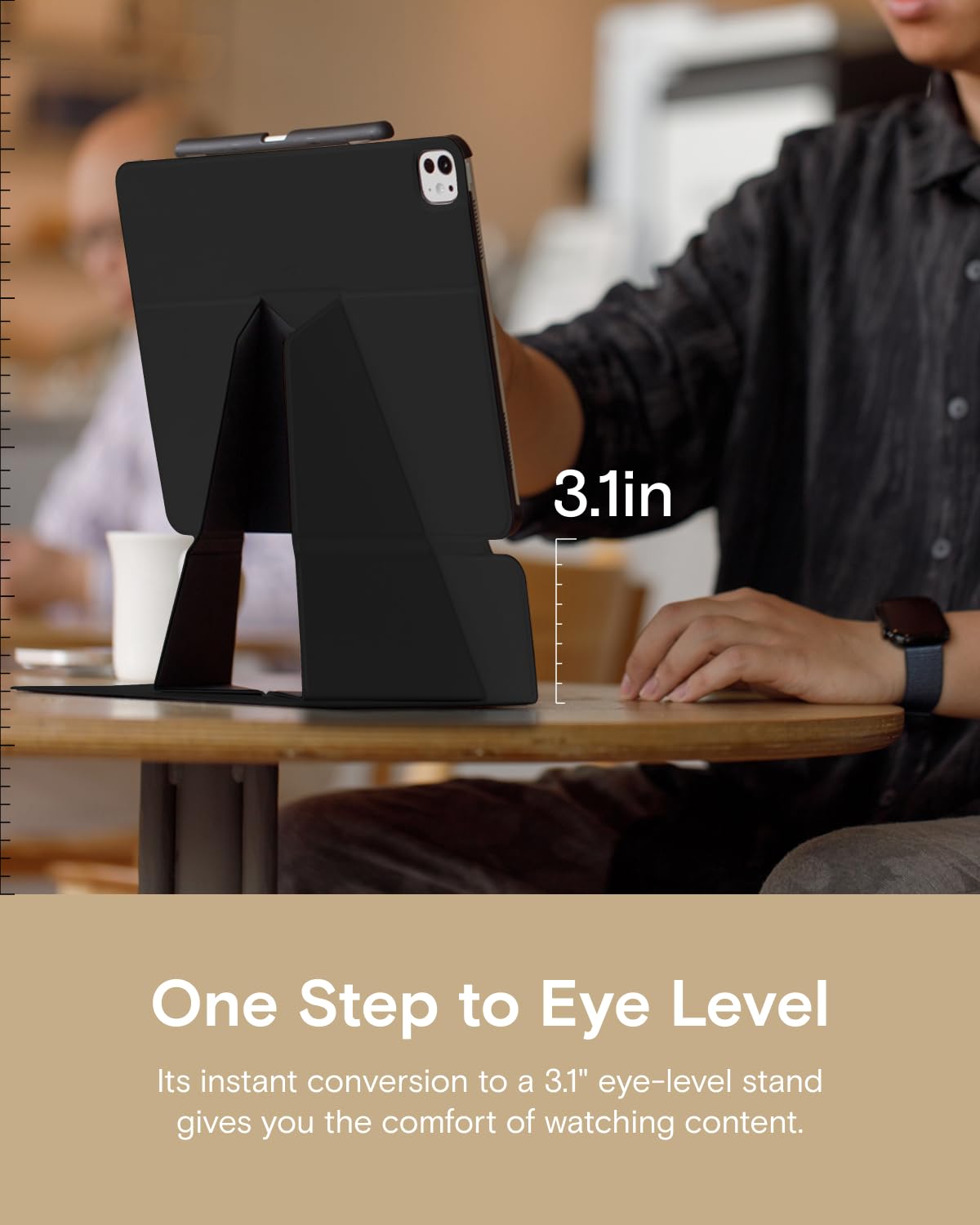 MUTURAL IPAD AIR 13 INCH (M2) QING YA SERIES FOLIO CASE WITH HIDDEN STYLUS SLOT BLACK thumbnail 4