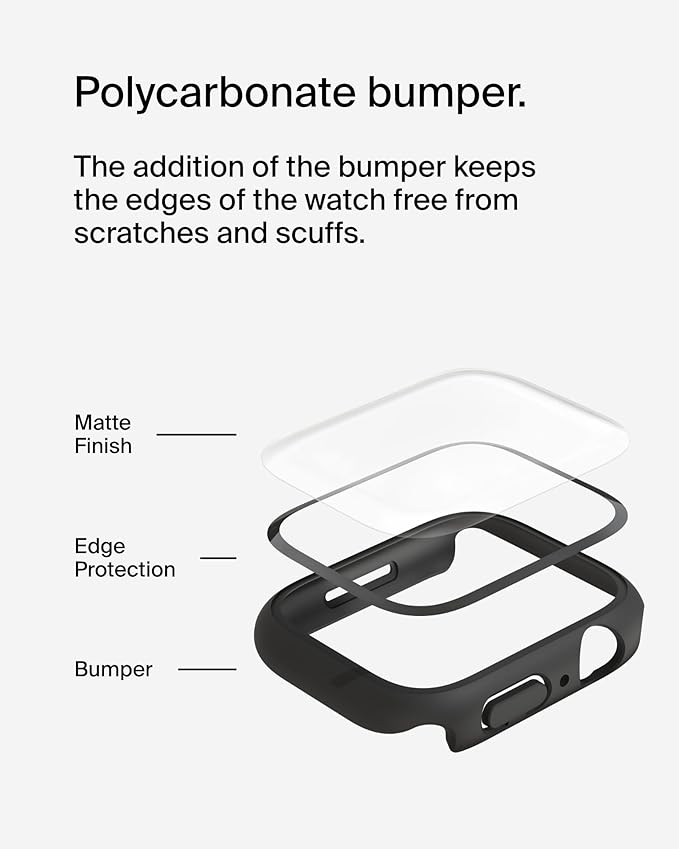 BELKIN APPLE WATCH SERIES 7/SE/6/5/4 41MM/40MM SCREEN PROTECTOR BLACK OVG003ZZBK thumbnail 5