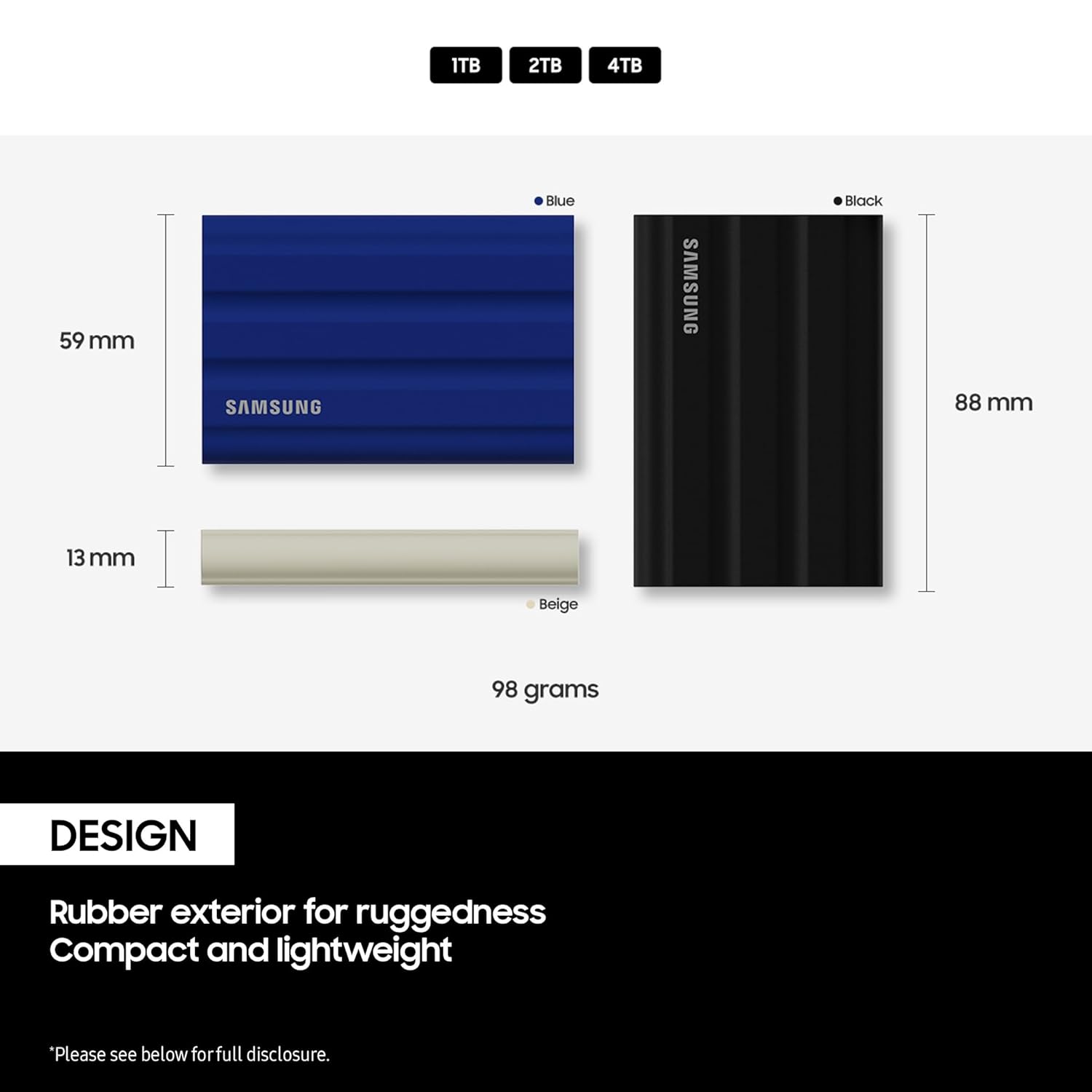 SAMSUNG PORTABLE SSD T7 SHIELD 1TB 6MU-PE1T0K/WW thumbnail 4