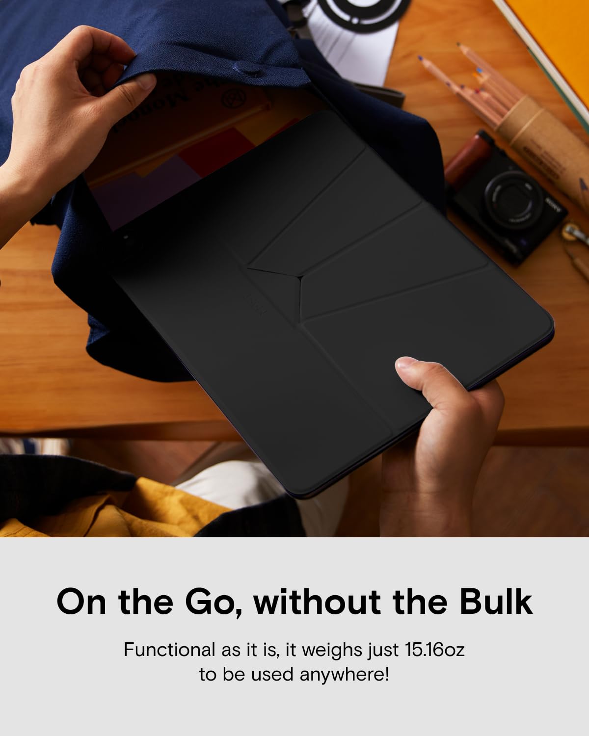 MUTURAL IPAD AIR 13 INCH (M2) QING YA SERIES FOLIO CASE WITH HIDDEN STYLUS SLOT BLACK thumbnail 5