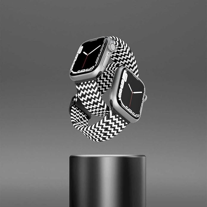 LEVELO CRISBEN NYLON STRAP APPLE WATCH ULTRA / SERIES 8 45/49MM BLACK/WHITE LVLCRS49BKWH thumbnail 2