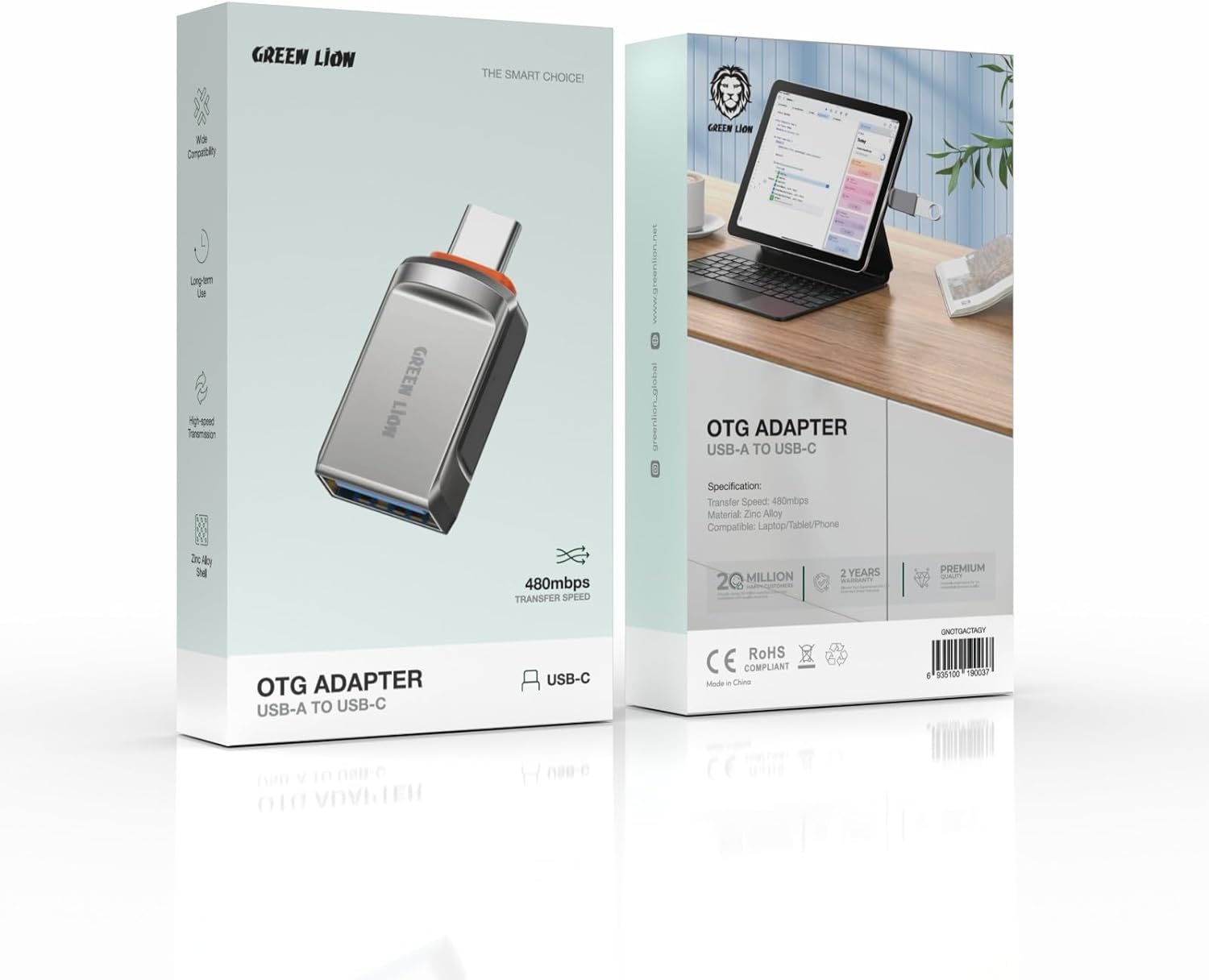 GREEN LION OTG ADAPTER USB A TO USB C PD 120W SILVER GNOTGATCSL thumbnail 5
