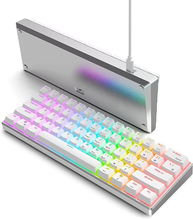 ROYAL KLUDGE MECHANICAL KEYBOARD RGB TRI MODE BLUE SWITCHES WHITE RK61 PRO