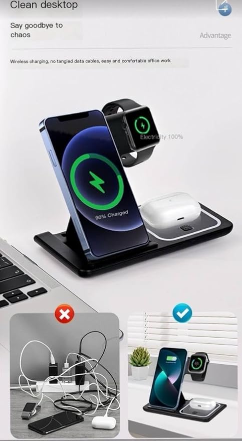 POWERO PLUS FOLD 3 IN 1 WIRELESS CHARGING STATION BLACK PR-CH15W311-BK thumbnail 7