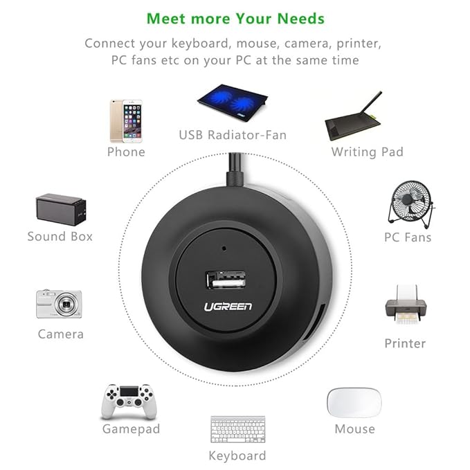 UGREEN USB 2.0 HUB 4 PORTS 1M BLACK 20277 thumbnail 4