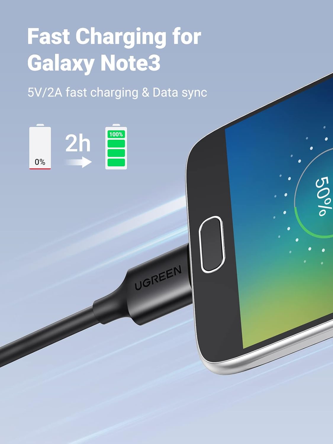 UGREEN USB 3.0 A MALE TO MICRO USB 3.0 MALE CABLE BLACK 2MM 10843 thumbnail 4
