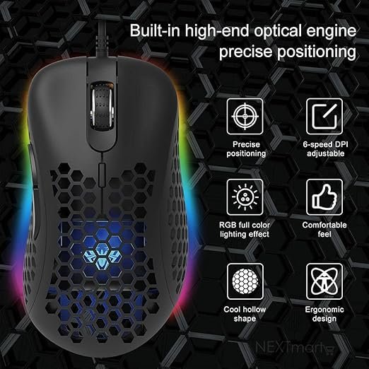 AULA Wind Gaming Mouse (Black, Rainbow Backlight, F810) - Stylish Design with Precision Control thumbnail 2
