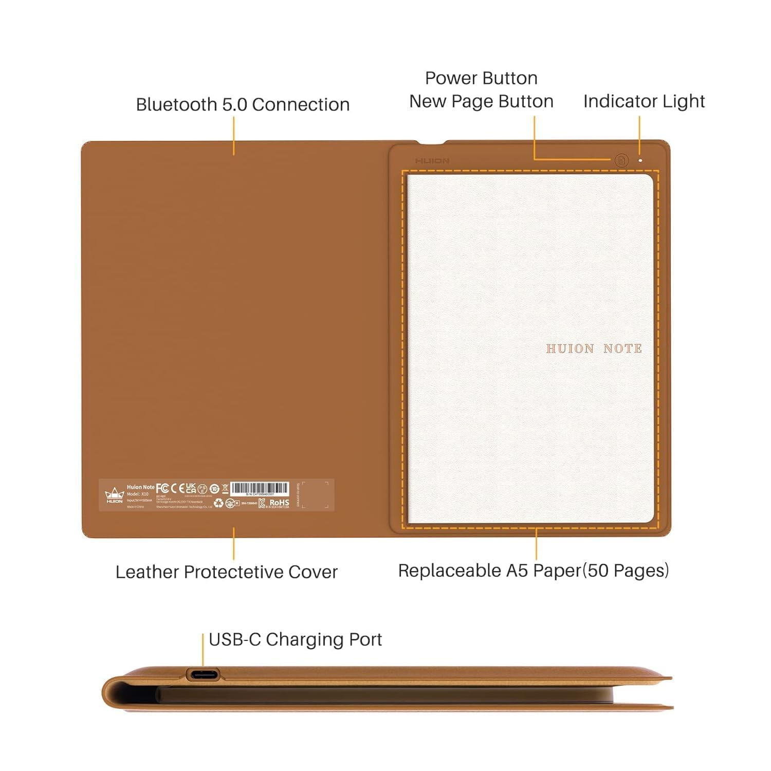 HUION NOTE X10 A5 SIZE WORK BOOK MEMENTO DIGITAL NOTEBOOK BROWN thumbnail 7