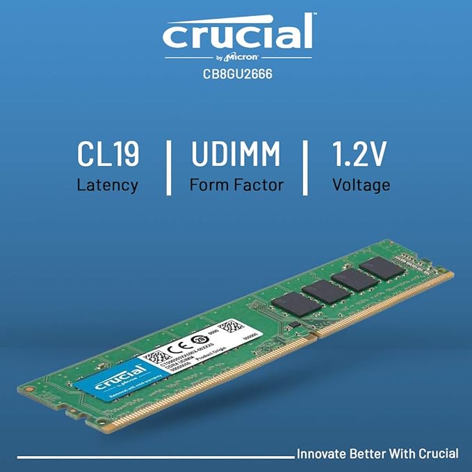 CRUCIAL DESKTOP RAM DDR4-2666 8GB 2666 UDIMM CB8GU2666 thumbnail 3
