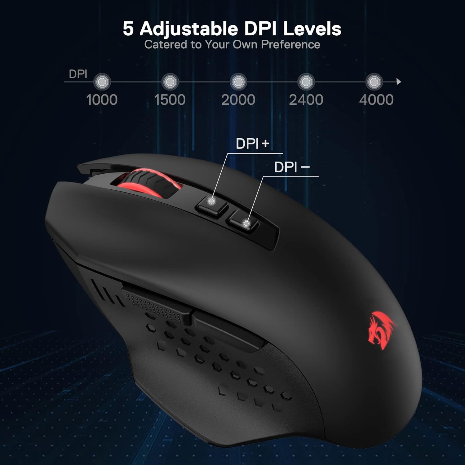 REDRAGON M656 GAINER WIRELESS MOUSE BLACK thumbnail 5