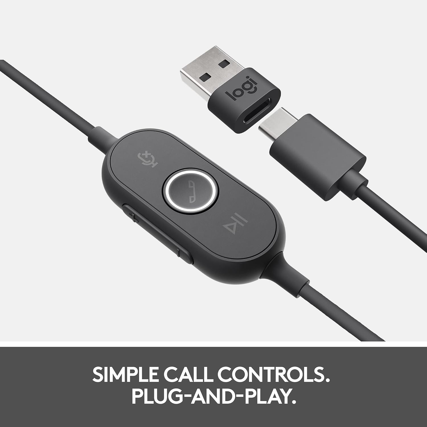 LOGITECH ZONE WIRED USB C HEADSET WITH USB A ADAPTER 981-000870 thumbnail 5