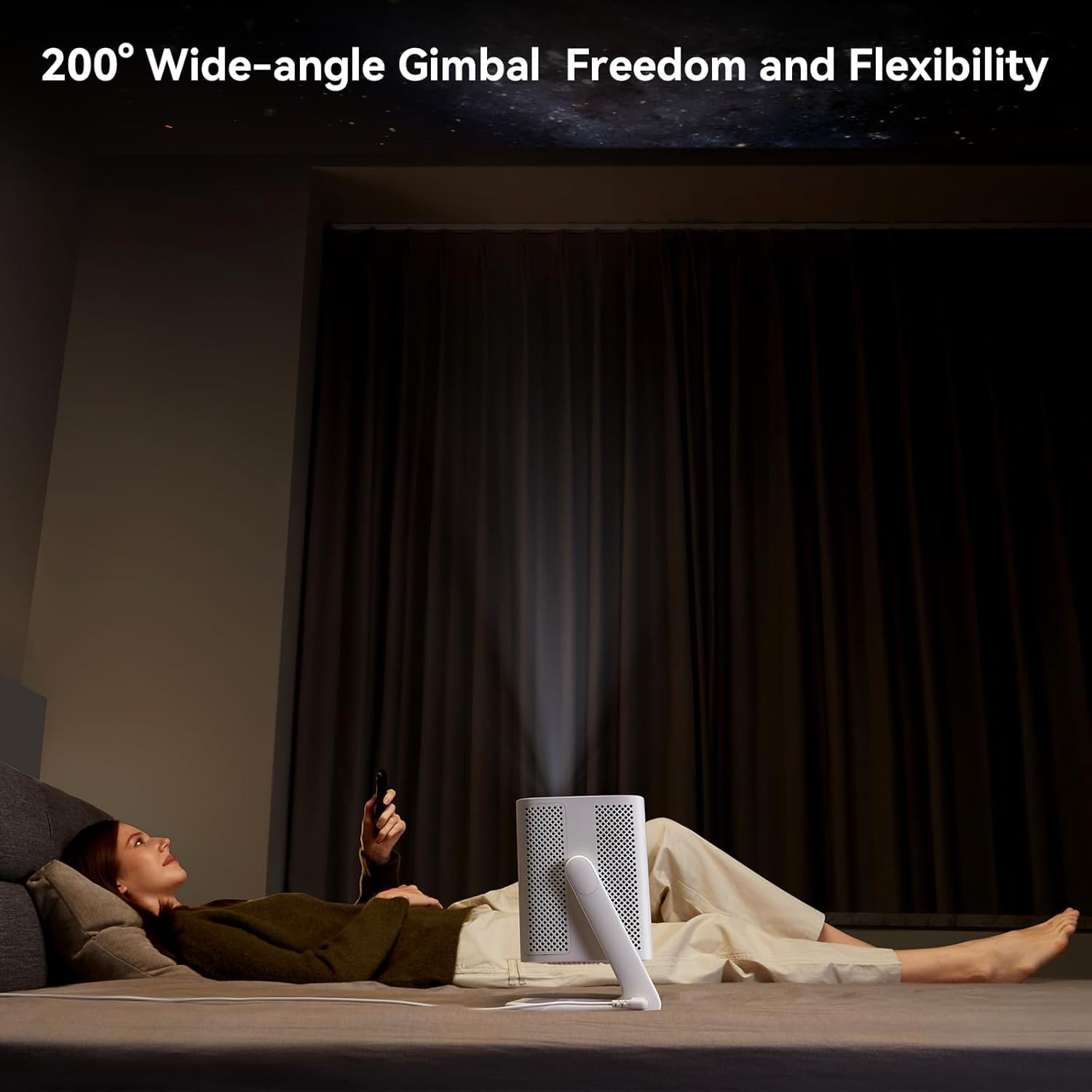 WANBO VALI 1 200° GIMBAL PROJECTOR WITH 900 ANSI AND ANDROID TV 11 WHITE thumbnail 4