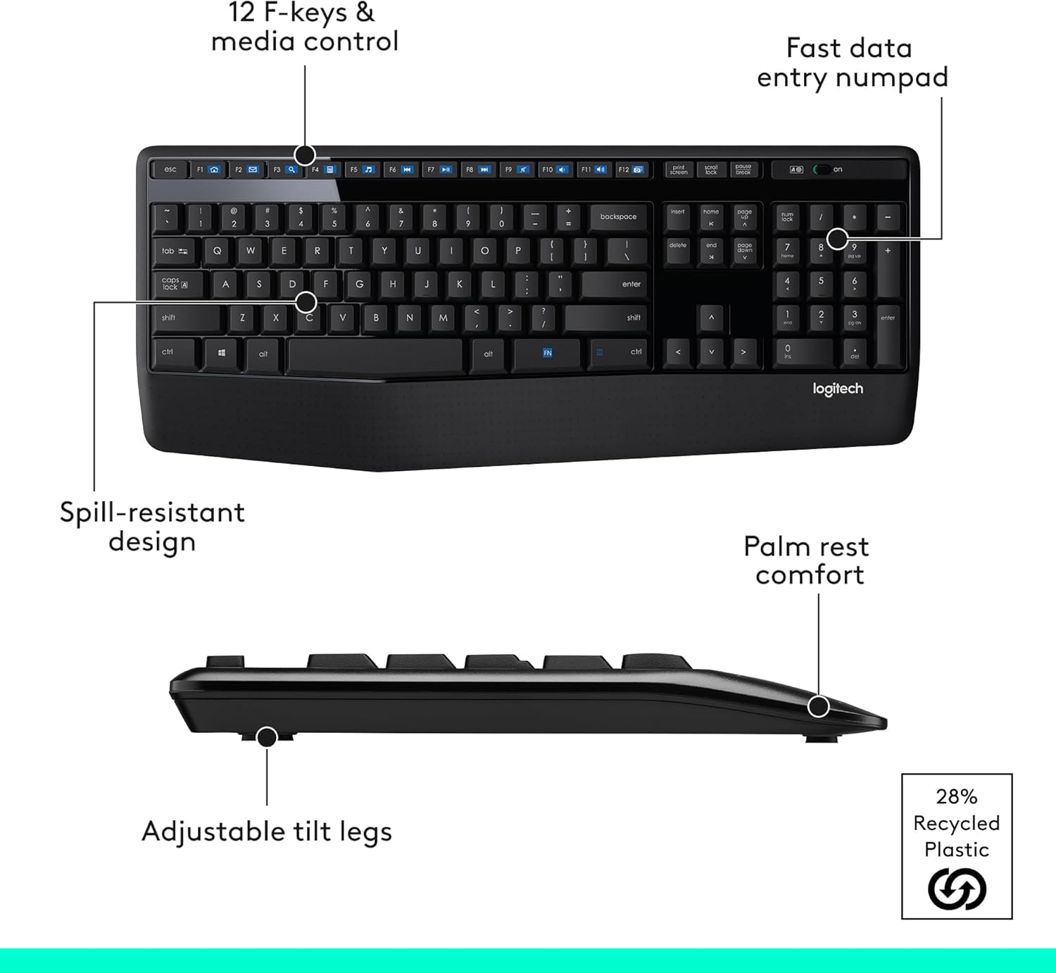 LOGITECH WIRELESS COMBO COMFORT KEYBOARD MK345 920-010068 thumbnail 3