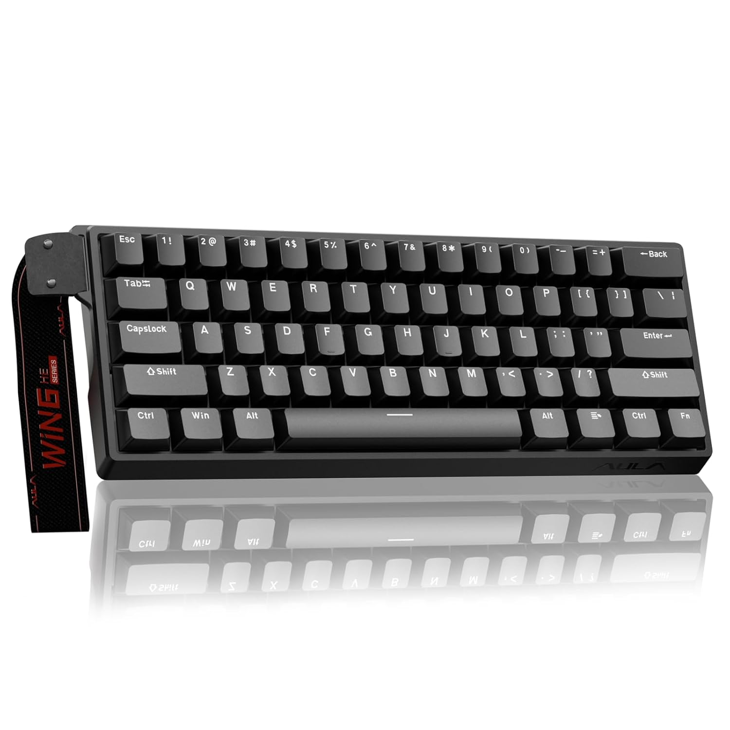 AULA 60 KEYS RGB 60% WIRED MECHANICAL GAMING KEYBOARD GRAYWOOD MAGNETIC SWITCH BLACK WIN60 thumbnail 2