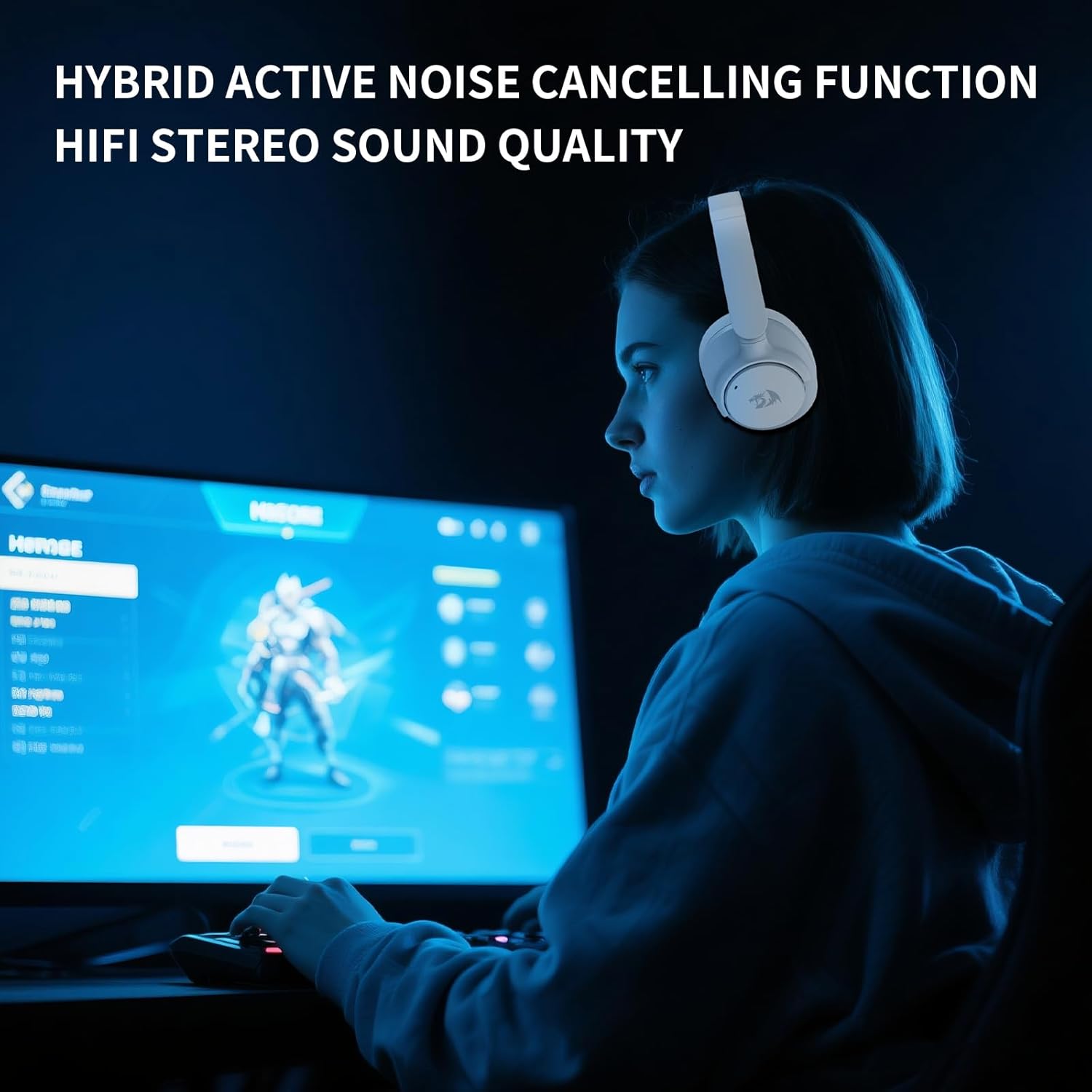 REDRAGON VIBECORE WIRED/WIRELESS GAMING HEADSET WHITE H610G thumbnail 5